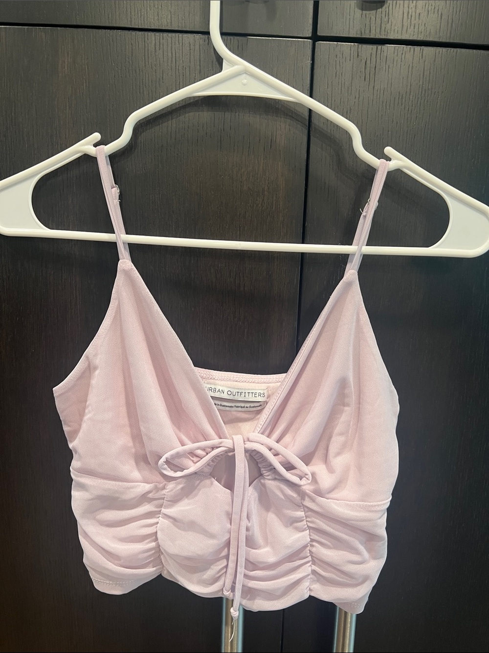 Urban Outfitters Light Lilac Ruched Tie-Front Crop Top